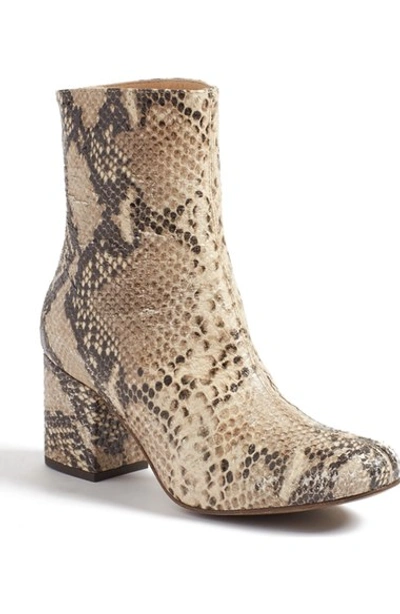 Shop Free People 'cecile' Block Heel Bootie (women) In Taupe Snake Print Leather