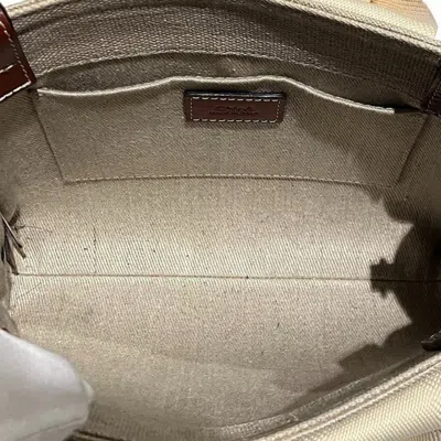 Pre-owned Chloé Beige Brown Canvas Leather Shoulder Bag Tote Bag () In Beige, Brown