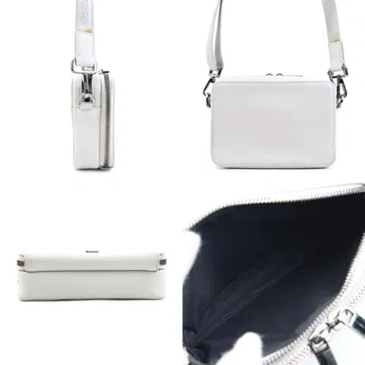 Pre-owned Dior Christian  Gray White Leather Shoulder Bag () In Gray, White