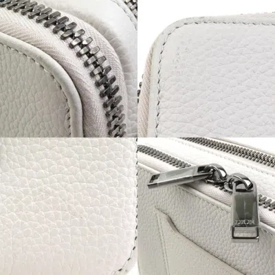 Pre-owned Dior Christian  Gray White Leather Shoulder Bag () In Gray, White