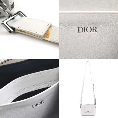 Pre-owned Dior Christian  Gray White Leather Shoulder Bag () In Gray, White