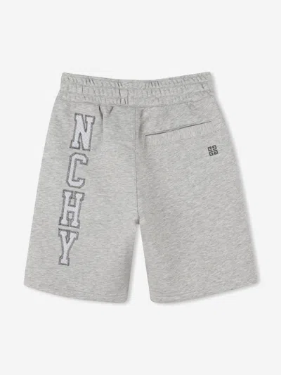 Givenchy Boy's Embroidered Logo-print Shorts In Grey