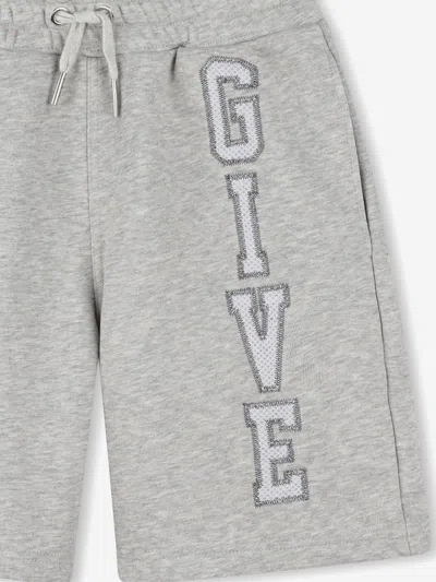 Givenchy Boy's Embroidered Logo-print Shorts In Grey