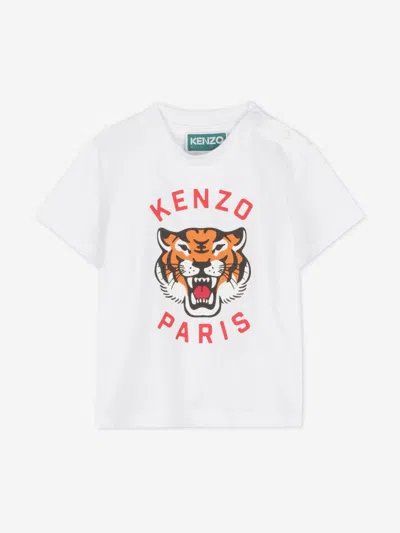 Kenzo Baby Tiger Logo T-shirt In White