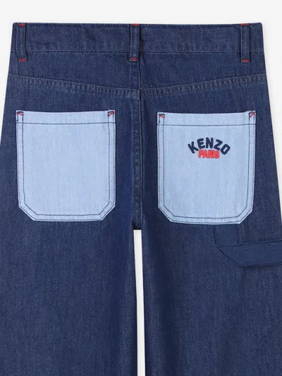 Kenzo Elasticated Straight-leg Jeans In Blue