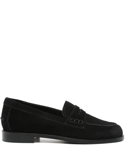Aeyde Black Oscar Suede Loafers