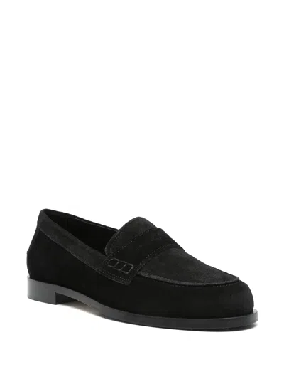 Aeyde Black Oscar Suede Loafers