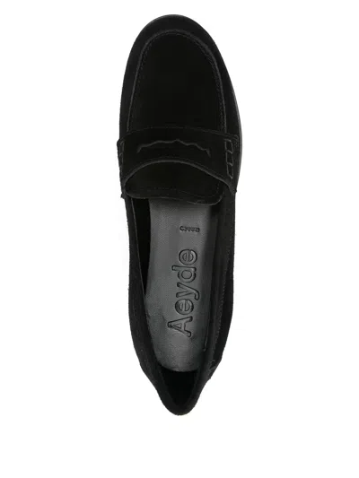 Aeyde Black Oscar Suede Loafers