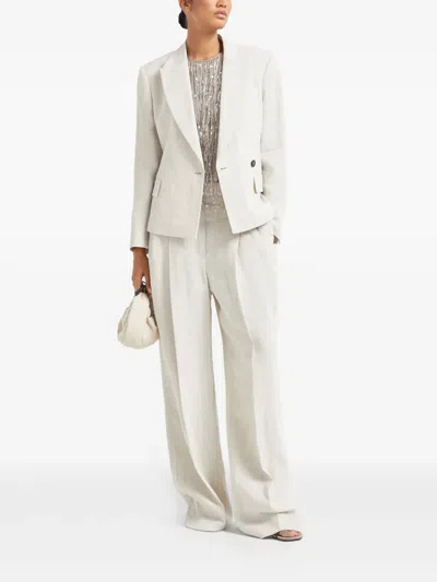 Brunello Cucinelli High-waisted Wide-leg Trousers With Concealed Fastening