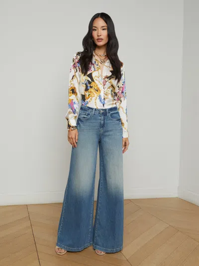 L Agence Quincy Wide-leg Jean In Blue