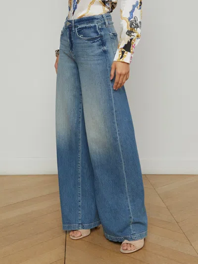 L Agence Quincy Wide-leg Jean In Blue