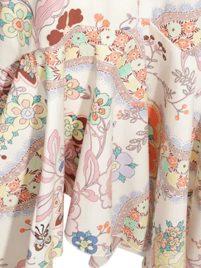 Etro Asymmetric Floral-print Cotton-poplin Midi Skirt