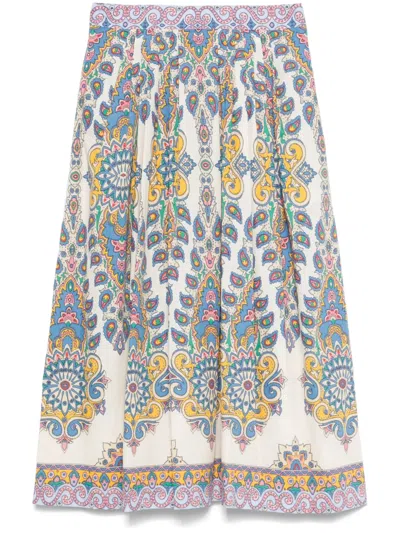 Etro Paisley Print Cotton Midi Skirt