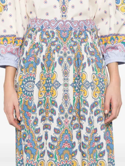Etro Paisley Print Cotton Midi Skirt