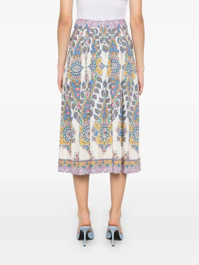 Etro Paisley Print Cotton Midi Skirt