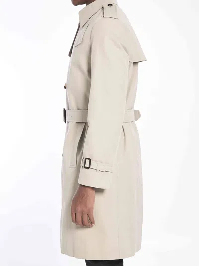 Burberry Dove Grey Twill Trench Coat In Neutral