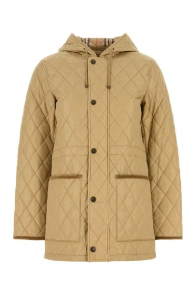 Burberry Quilted Corduroy-trim Parka In Brown