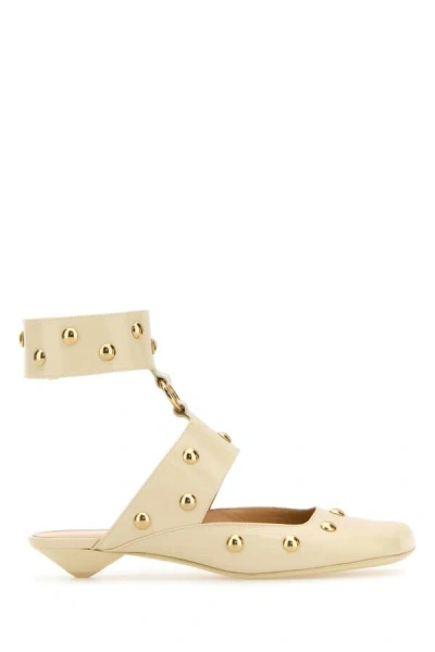Chloé Jade Studded Leather Mules In White
