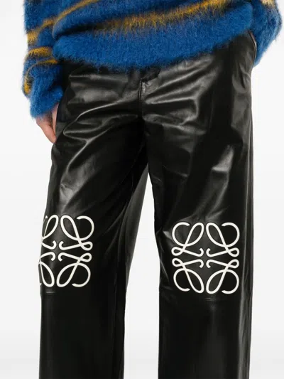 Loewe Women's Anagram Baggy Leather Trousers
