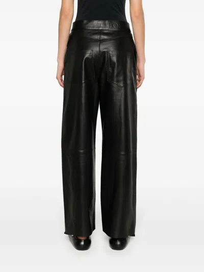Loewe Women's Anagram Baggy Leather Trousers