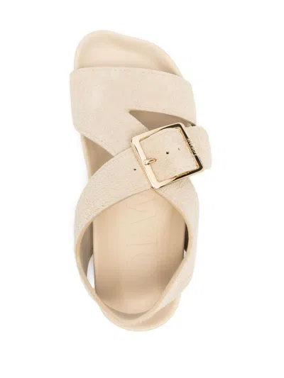 Loewe Ease Leather Sandals In Neutral