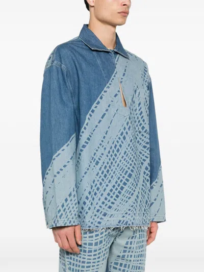 Loewe Printed Half-zip Denim Coat