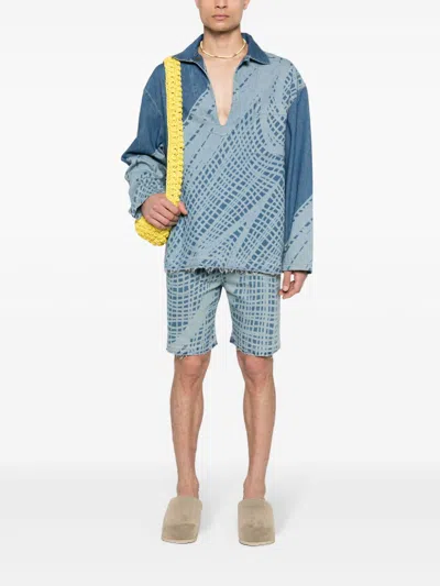 Loewe Printed Half-zip Denim Coat