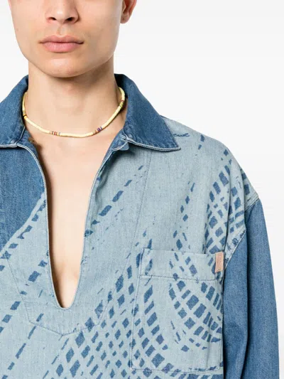 Loewe Printed Half-zip Denim Coat