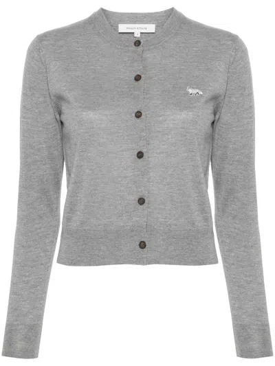 Shop Maison Kitsuné Maison Kitsune' Baby Fox Wool Cardigan