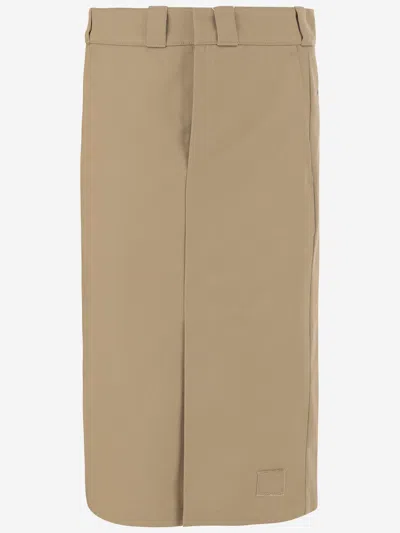 Maison Margiela Cotton Gabardine Midi Skirt Skirts Beige