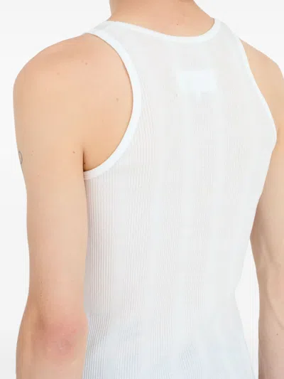 Maison Margiela Logo Cotton Blend Tank Top In Neutral