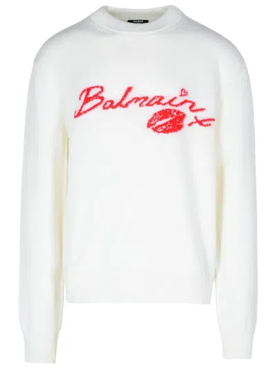 Balmain Off-white Wool ' Kiss' Sweater In White