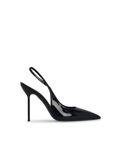 Paris Texas Sleek Slingback Pumps With Premium Calf Leather And Elegant Stiletto Heel In Black