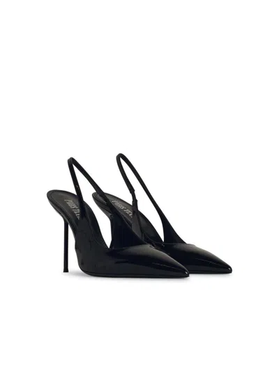 Paris Texas Sleek Slingback Pumps With Premium Calf Leather And Elegant Stiletto Heel In Black