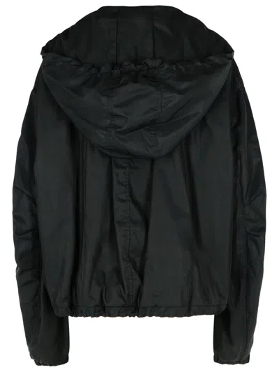 Attico The  Black Polyester Bomber Jacket In Black