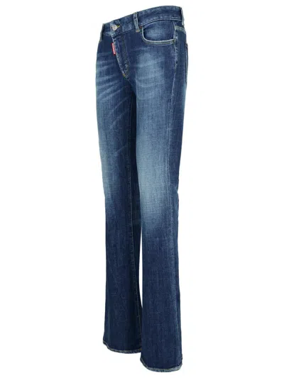 Dsquared2 Twiggy Mid-rise Flared Jeans In Navy