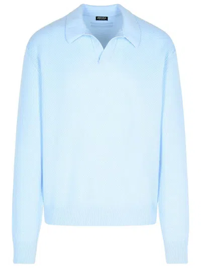 Zegna Long-sleeved Sweater In Blue