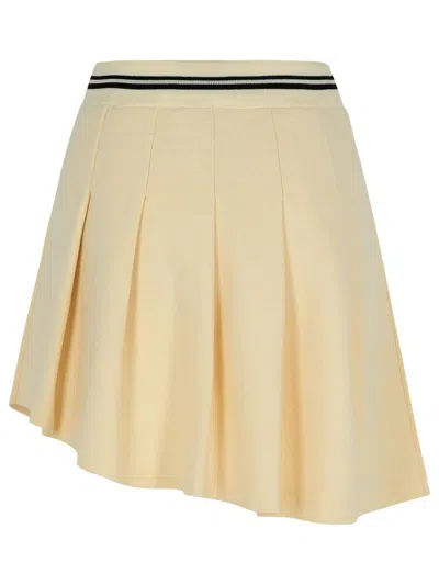 Gcds Ivory Wool Blend Skirt In Beige