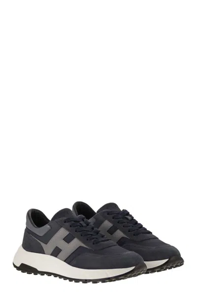 Hogan Hyperlight - Suede And Canvas Sneakers In Blue