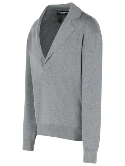Dolce & Gabbana Grey Virgin Wool Sweater Men In Grey
