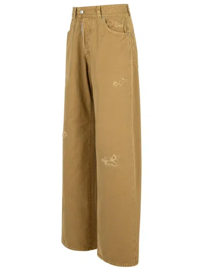 Dsquared2 9 To 5 Distressed Low Rise Jeans In Beige