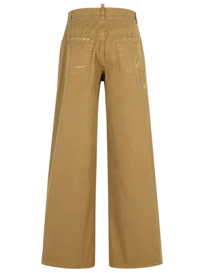 Dsquared2 9 To 5 Distressed Low Rise Jeans In Beige