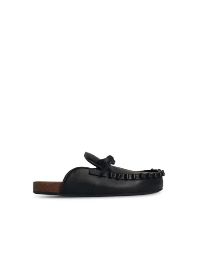 Jw Anderson Leather Slippers In Black