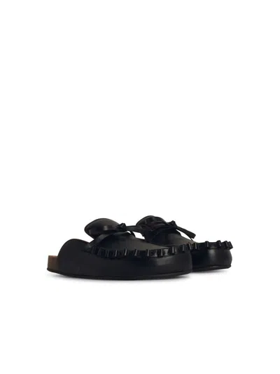 Jw Anderson Leather Slippers In Black