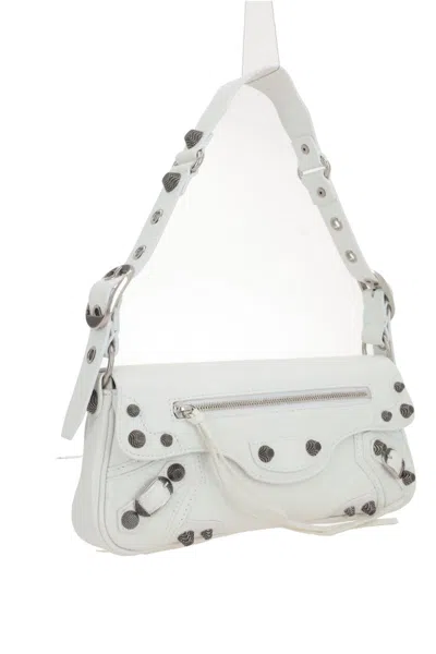 Balenciaga Extra Small Le Cagole Lambskin Leather Shoulder Bag In Optic White
