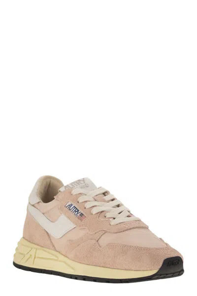 Autry Reelwind - Suede And Technical Textile Trainer In Pink