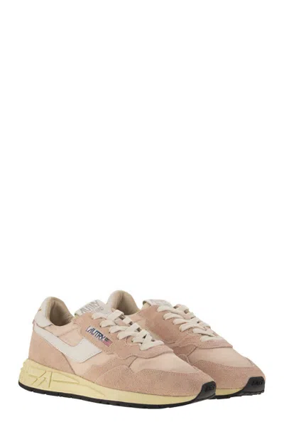 Autry Reelwind - Suede And Technical Textile Trainer In Pink