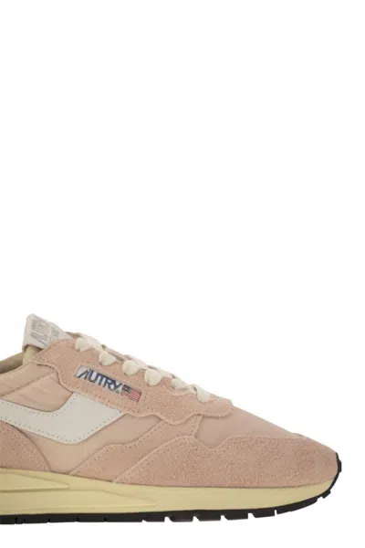 Autry Reelwind - Suede And Technical Textile Trainer In Pink