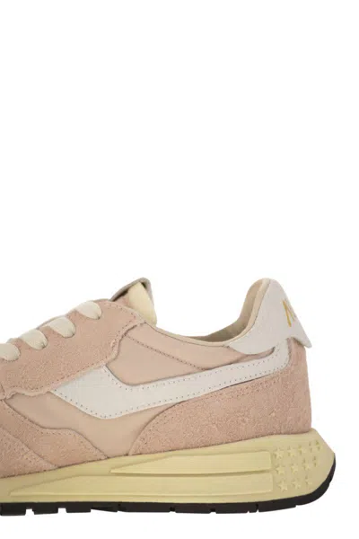 Autry Reelwind - Suede And Technical Textile Trainer In Pink