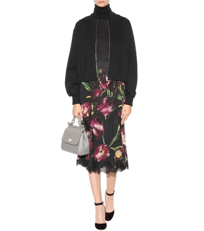Shop Dolce & Gabbana Printed Silk And Cotton-blend Skirt In Tulip.viola.f.eero